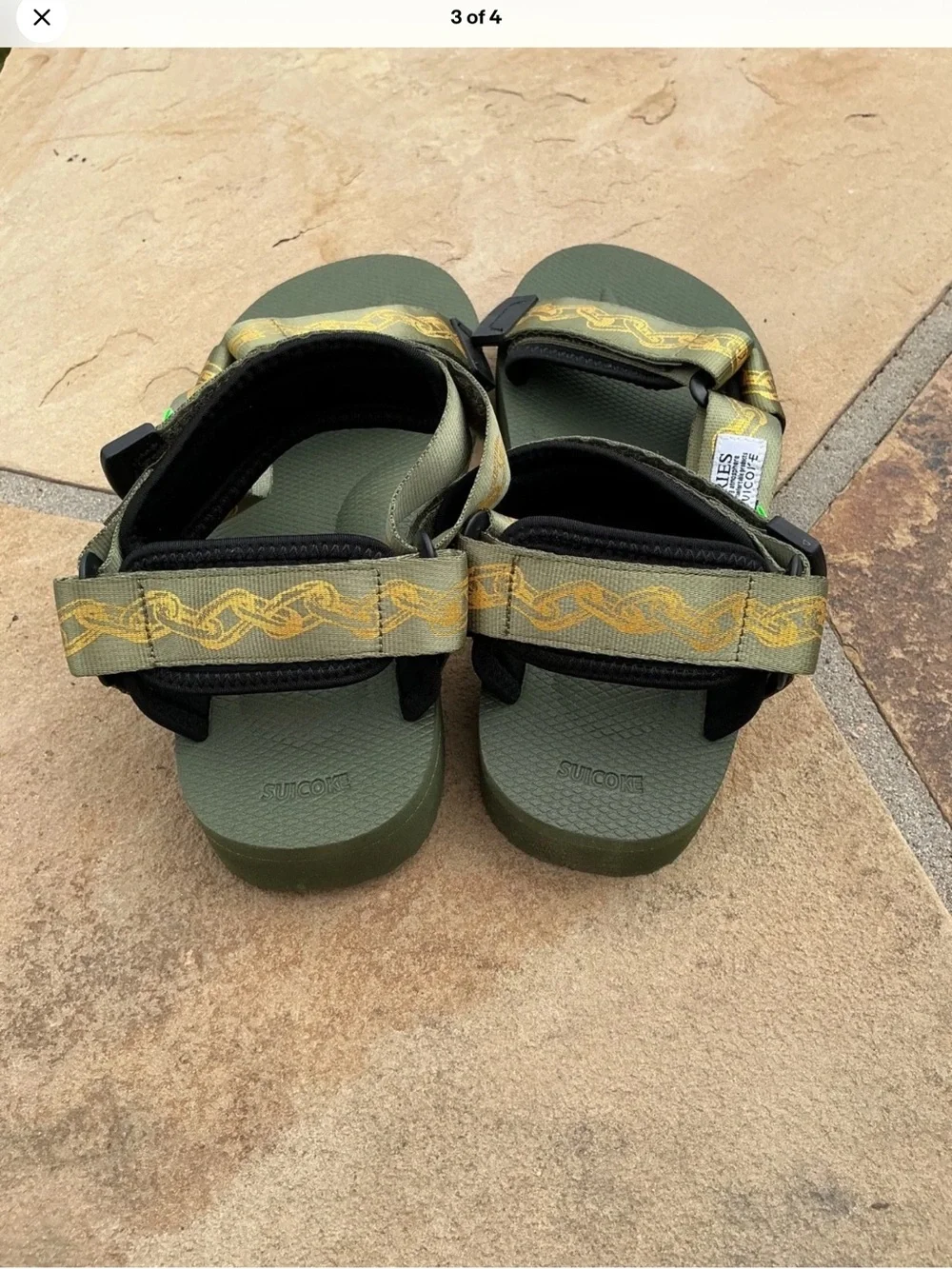 Suicoke Olive Green Webbing Strap Sandals